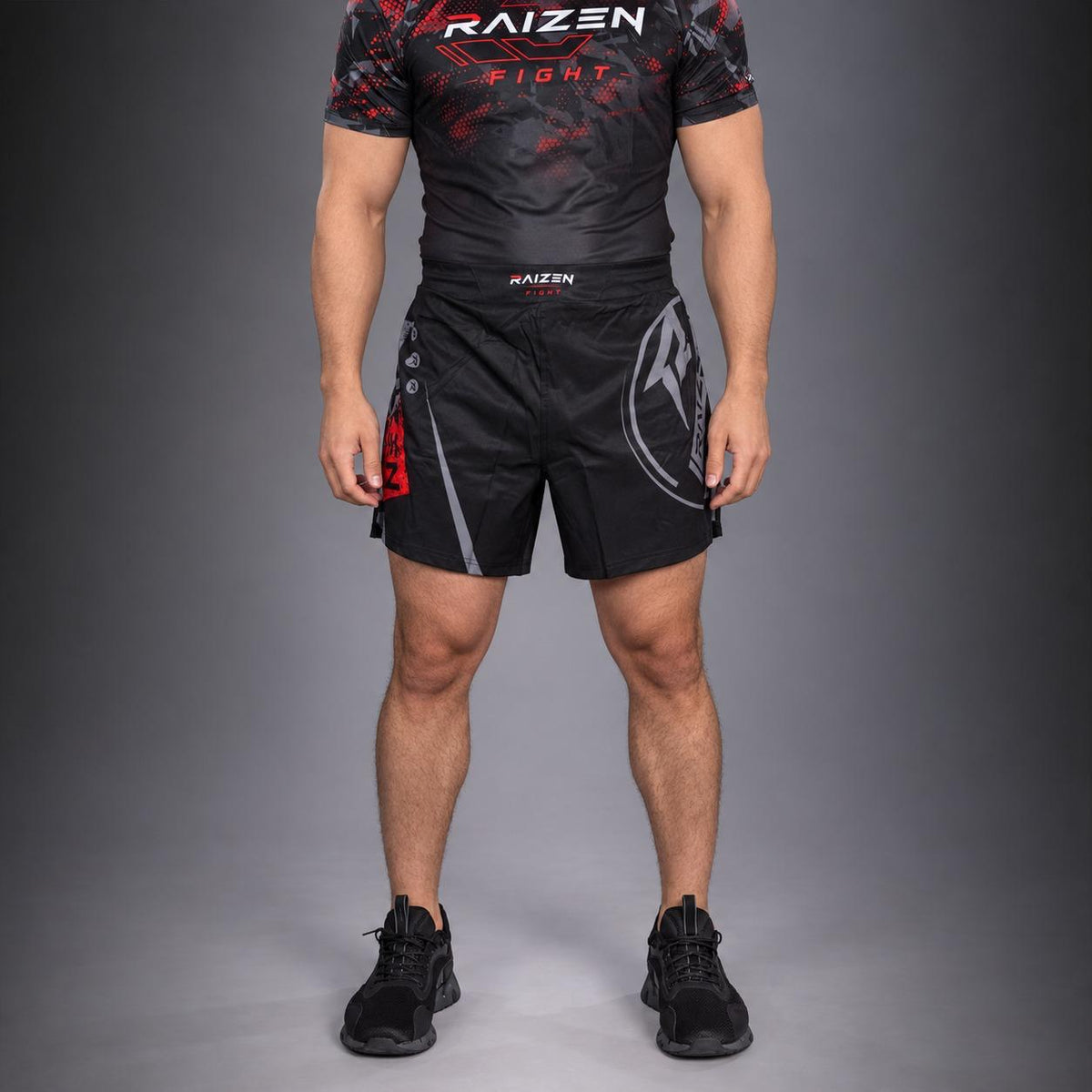 Short de MMA RAIZEN noir gris rouge