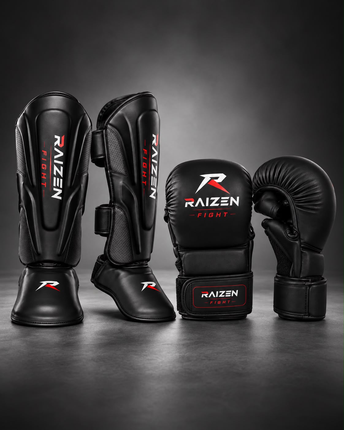 Pack RAIZEN protège-tibias et gants de MMA