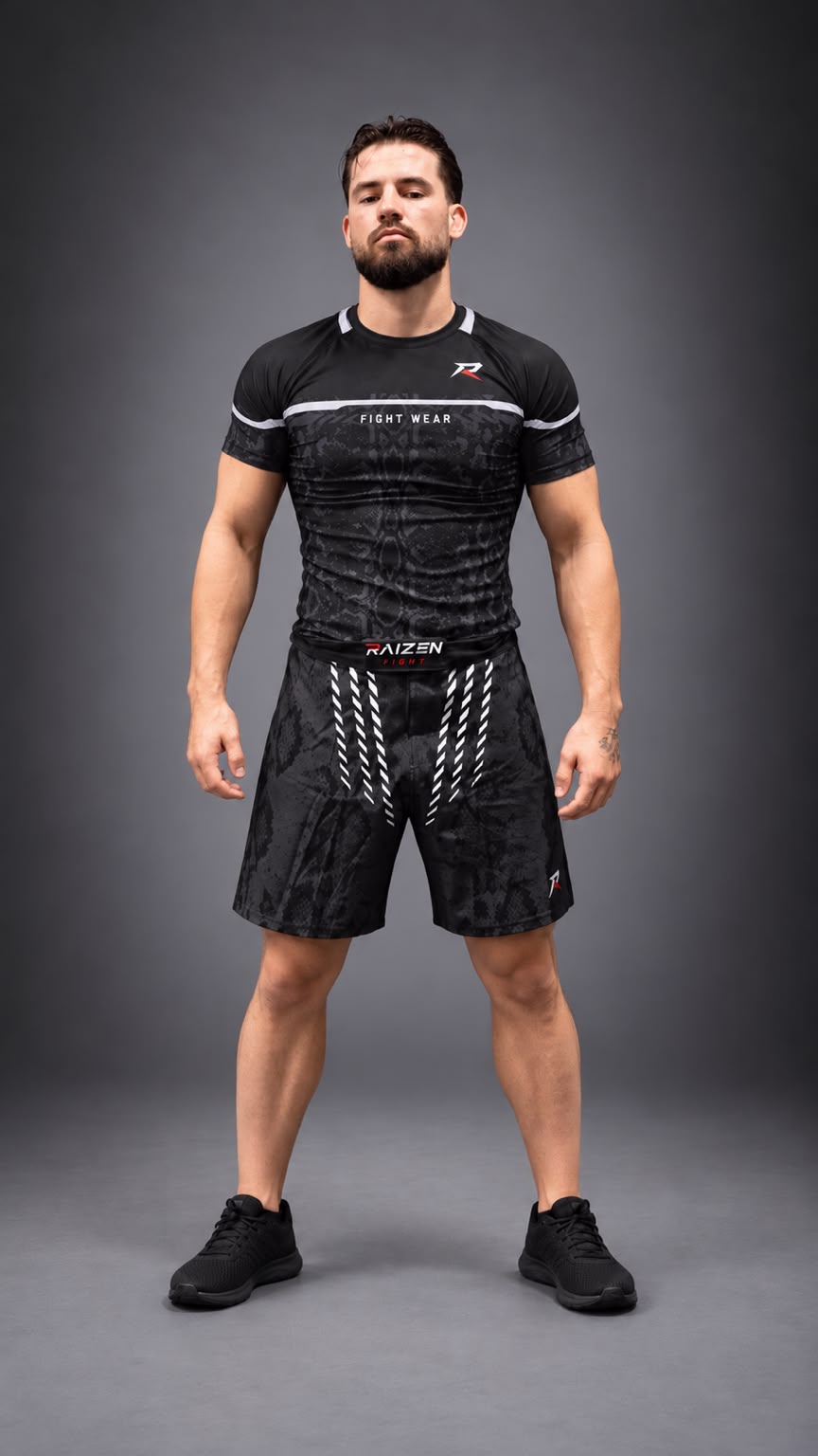 Rashguard et short RAIZEN FIGHT, vue de face